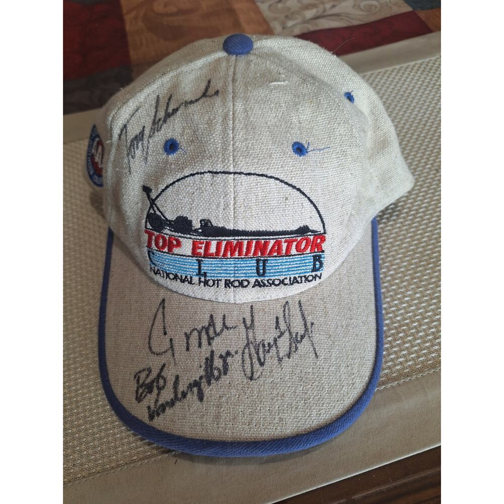NHRA Top Eliminator Club 1998 Winternats Hat 4 Autographs Schumacher Scelzi